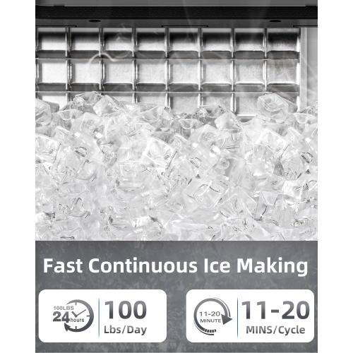 Antarctic Star Stainless Steel Commercial Ice Machine, 24-Hour Timer, Ice Thickness Control, and Quick Self-Cleaning Function for Bar/Cafes/Home
