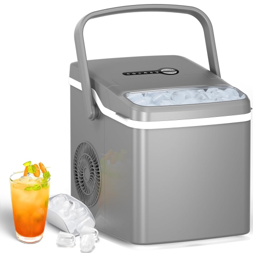 Antarctic Star Ice Makers Countertop, Collapsible Portable Countertop Ice Maker, 2 Sizes of Ice Cube, Small Ice Maker with Ice Basket/Scoop, Grey