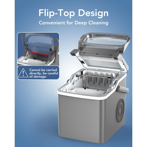 Antarctic Star Ice Makers Countertop, Collapsible Portable Countertop Ice Maker, 2 Sizes of Ice Cube, Small Ice Maker with Ice Basket/Scoop, Grey