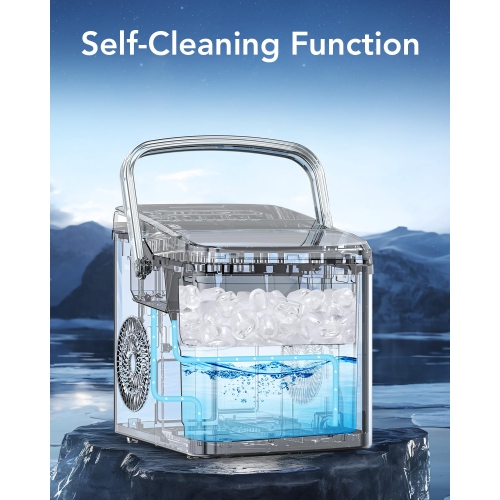 Antarctic Star Ice Makers Countertop, Collapsible Portable Countertop Ice Maker, 2 Sizes of Ice Cube, Small Ice Maker with Ice Basket/Scoop, Grey