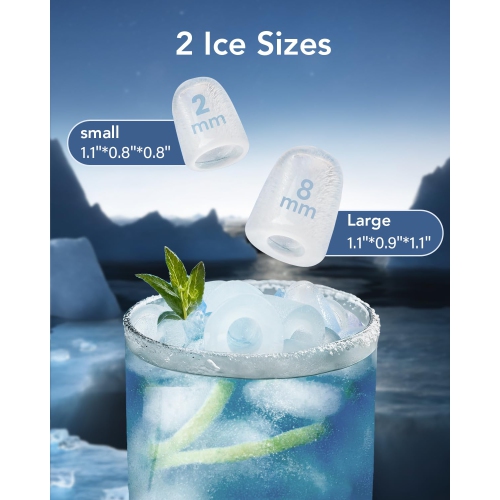 Antarctic Star Ice Makers Countertop, Collapsible Portable Countertop Ice Maker, 2 Sizes of Ice Cube, Small Ice Maker with Ice Basket/Scoop, Grey