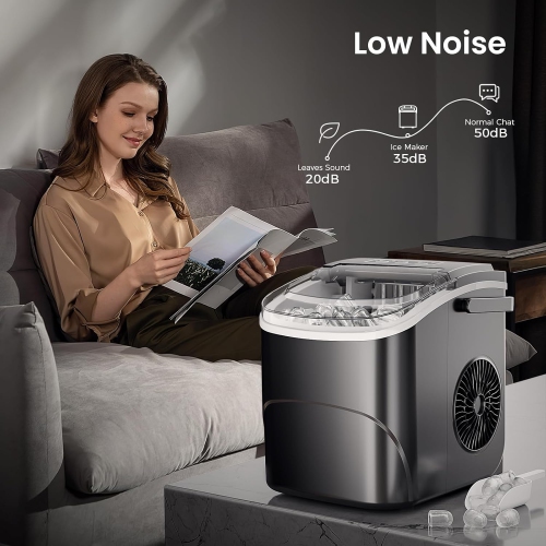 Antarctic Star Ice Makers Countertop with Handle,26.5Lbs/24H,9 Cubes in 6 Mins,2 Sizes of Bullet Ice,Portable Ice Maker Machine with