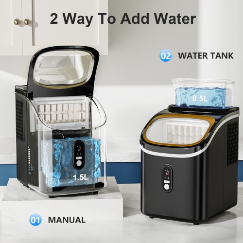 Antarctic Star Countertop Ice Maker,30 lbs/day, features 2 water-filling options,self-cleaning,24H timer,16 Cubes in 13 Mins,Ideal for