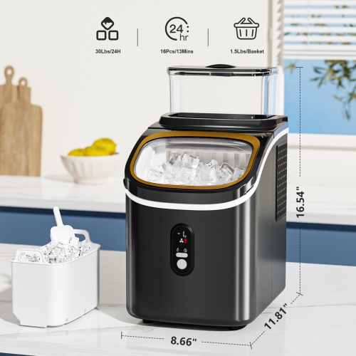Antarctic Star Countertop Ice Maker,30 lbs/day, features 2 water-filling options,self-cleaning,24H timer,16 Cubes in 13 Mins,Ideal for