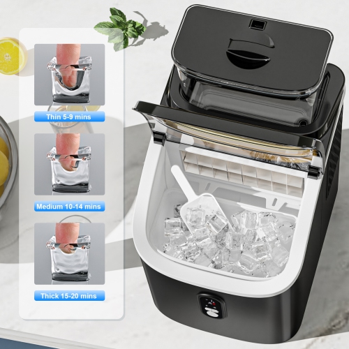 Antarctic Star Countertop Ice Maker,30 lbs/day, features 2 water-filling options,self-cleaning,24H timer,16 Cubes in 13 Mins,Ideal for