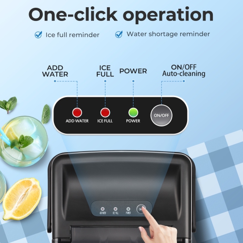 Antarctic Star Portable Ice Maker,Countertop Model,Self-Cleaning,26.5lbs/24Hrs,6 Mins/9 Pcs Bullet Ice,Includes Ice Scoop and Basket,Black