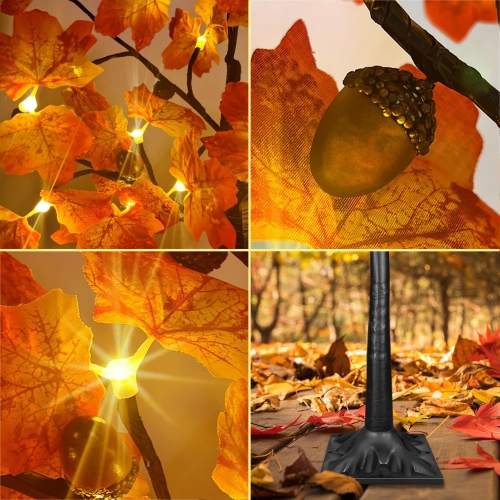 210cm LED Fall Tree with Lights, LED Lighted Maple Tree with Timer, LED Maple Tree with Lights for Fall&Thanksgiving Decor, Prelit Artificial Maple