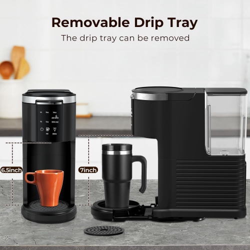Single Serve Coffee Maker, Coffee Brewer for K-Cups Pods and Ground Coffee, Capsule Coffee Machine with 40 oz Water Tank, Black