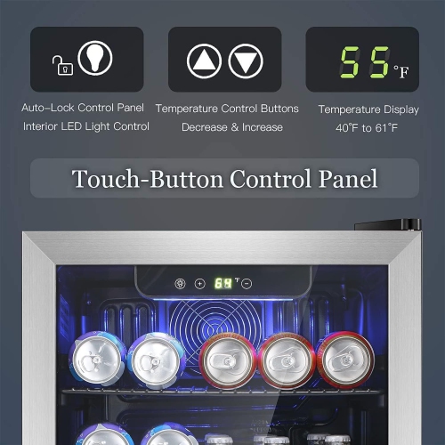 Antarctic Star Small Drink Dispenser with Clear Front Door, Beverage Refrigerator Cooler-120 Can Mini Fridge Glass Door, Silver