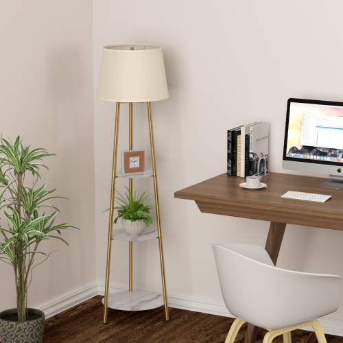 Modern LED lampadaire avec 3 tablettes de présentation Trépied Lampe de plancher d'appoint Décor d'angle debout pour chambre Salon