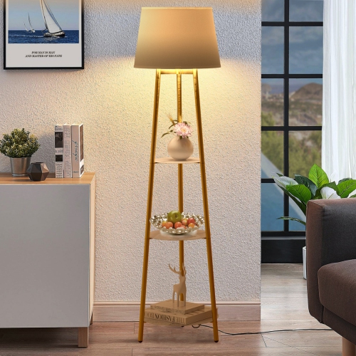 Modern LED lampadaire avec 3 tablettes de présentation Trépied Lampe de plancher d'appoint Décor d'angle debout pour chambre Salon