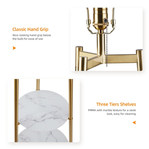 Modern LED lampadaire avec 3 tablettes de présentation Trépied Lampe de plancher d'appoint Décor d'angle debout pour chambre Salon