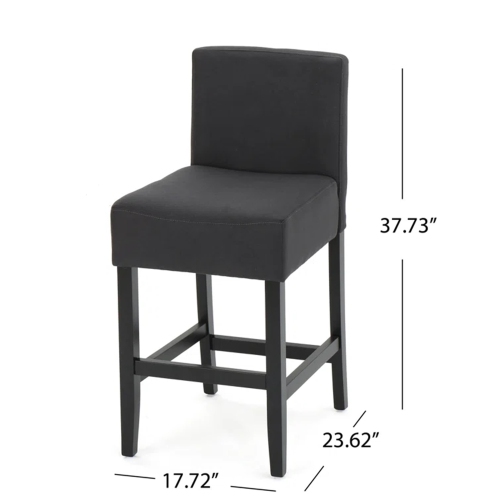 Fabric Counter Stools Set of 2, Modern Upholstered Bar Height Bar Chairs, Dark Charcoal