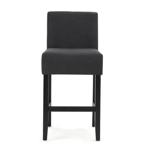 Fabric Counter Stools Set of 2, Modern Upholstered Bar Height Bar Chairs, Dark Charcoal