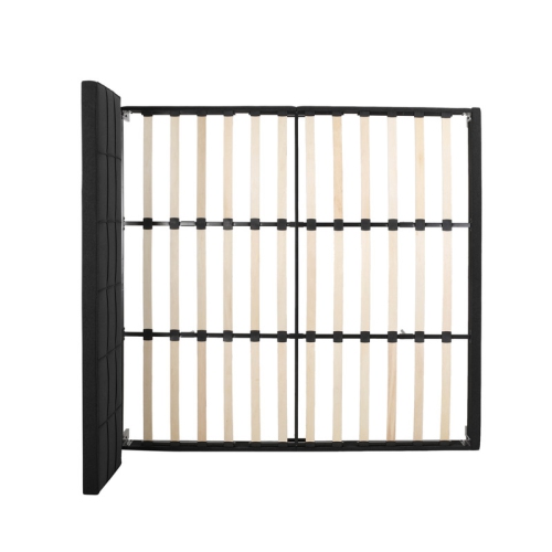 King-size Upholstered Platform Bed Frame with Contemporary Tufted Waffle Stitching, Easy Assembly, Black