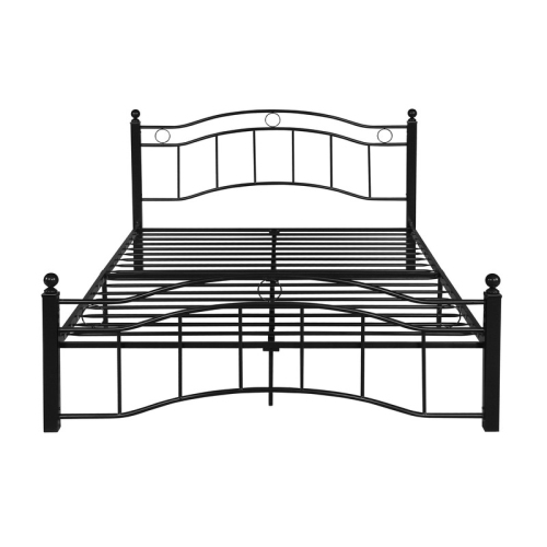 King Size Metal Bed Frame, Under Bed Storage Space, No Box Spring Needed, Durable Use, Black