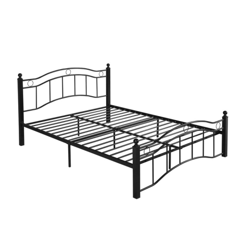 King Size Metal Bed Frame, Under Bed Storage Space, No Box Spring Needed, Durable Use, Black