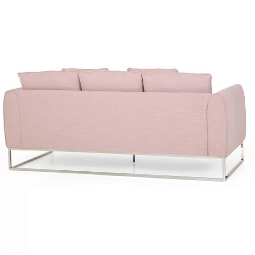 82.75" Pink Fabric 2-Seater Sofa with Sleek Silver Legs & Ultra-Soft Upholstery. Features Extra-Deep Seats for Ultimate Comfort. Perfect for Small