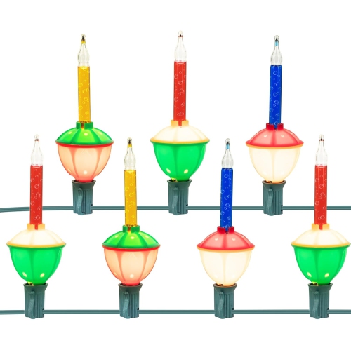 Lumières de Noël multicolores à bulles avec 7 ampoules, paquet de 2 ampoules de nuit homologuées UL pour lumières de Noël de Noël, fil vert