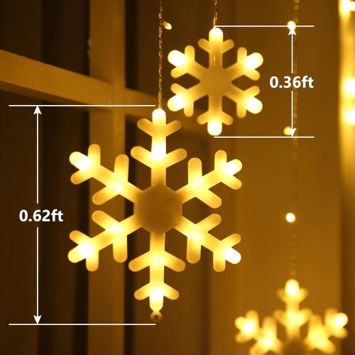 Christmas Snowflake Lights Outdoor, 17.22ft 264 LED Snowflake Icicle Lights with 22 Drops, 8 Modes connectable Plug in Christmas Light Waterproof