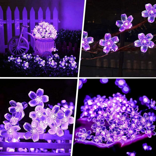 Guirlande de lumières, lumières violettes Décoration de pièce Lumières de 33 pi 100LED 8 modes Fleurs d'intérieur de fête de mariage LED lumières