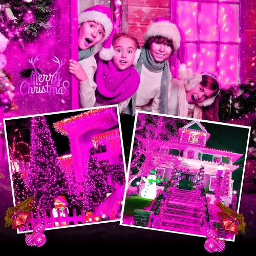 Lumières de Noël, lumières roses Décoration de chambre Jeu de fleurs 33 pi 100LED 8 modes Fleurs d'intérieur de fête de mariage LED lumières pour