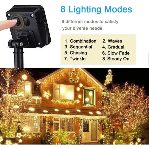 Solar String Lights, 2 Pack 55Ft 150 LED Solar Christmas Fairy Lights, 8 Modes Waterproof Outdoor Fairy Lights