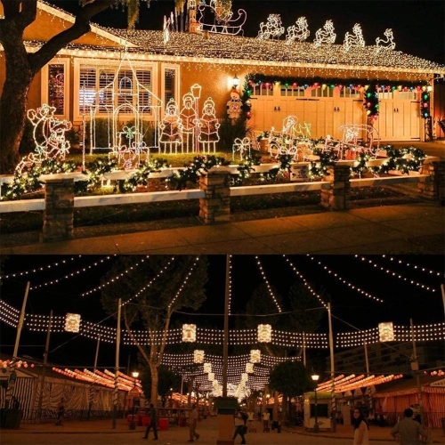 Solar String Lights, 2 Pack 55Ft 150 LED Solar Christmas Fairy Lights, 8 Modes Waterproof Outdoor Fairy Lights