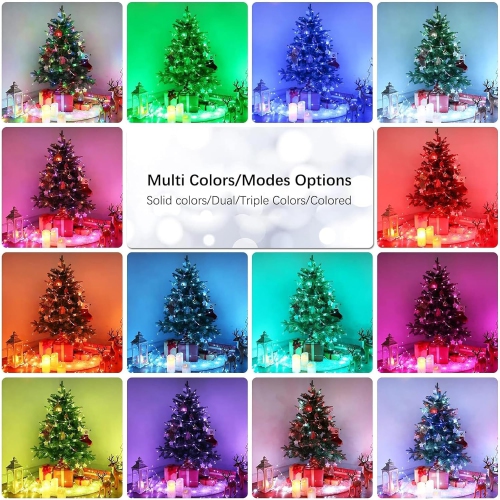 Christmas Fairy Lights, 33ft 100 LED Color Changing Christmas Twinkle String Lights with Remote, USB Powered RGB Multicolor Xmas Fairy Light, Indoor