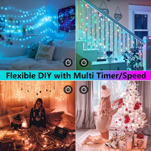 Christmas Fairy Lights, 33ft 100 LED Color Changing Christmas Twinkle String Lights with Remote, USB Powered RGB Multicolor Xmas Fairy Light, Indoor