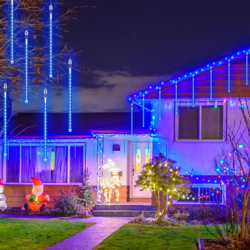 Meteor Shower Lights Outdoor, 38.5ft 15 Tubes 11.8" 540 LED Christmas Lights Meteor Shower Lights, Snow Falling Icicle Lights