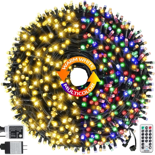 OLLNY DECOR  105Ft 300 Led Color Changing String Lights End to End Expandable Decorative Fairy Lights, Indoor Outdoor Light for Christmas Tree