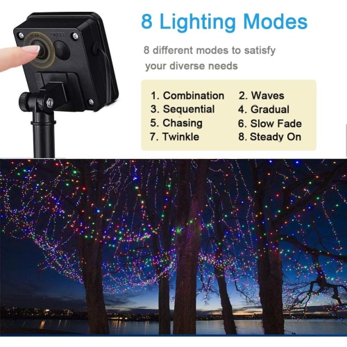 Solar String Lights, 2 Pack 55Ft 150 LED Solar Christmas Fairy Lights, 8 Modes Waterproof Outdoor Fairy Lights