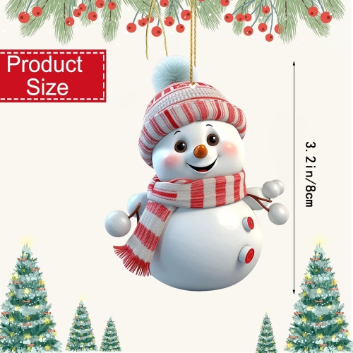 Acrylic Christmas Tree Hanging Ornament: 5pcs Personalized Funny Cute Snowman Small Hanging Decorations with String