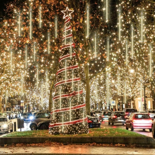 OLLNY DECOR  Meteor Shower Lights Outdoor, 38.5Ft 15 Tubes 11.8" 540 Led Christmas Lights Meteor Shower Lights, Snow Falling Icicle Lights