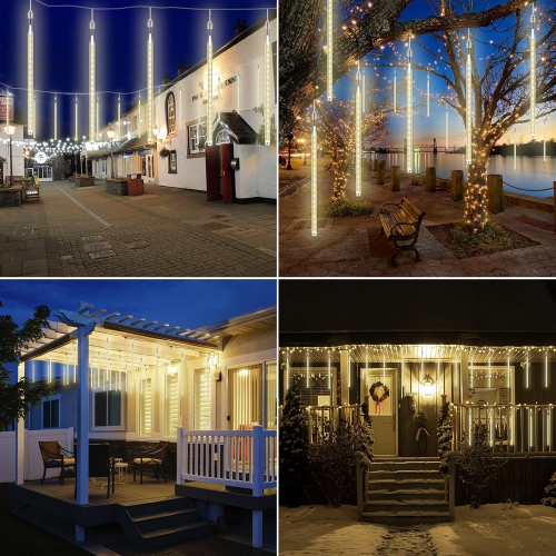 Meteor Shower Lights Outdoor, 38.5ft 15 Tubes 11.8" 540 LED Christmas Lights Meteor Shower Lights, Snow Falling Icicle Lights