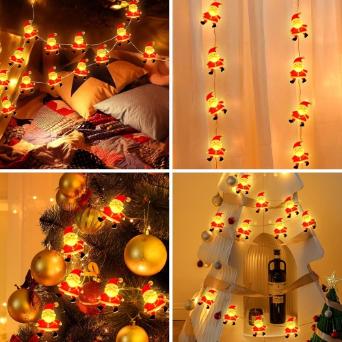 7FT Christmas Lights Outdoor, 20LED 2 Modes Christmas Santa Claus Lights, Battery Operated Waterproof Christmas Fairy Lights Indoor for Christmas