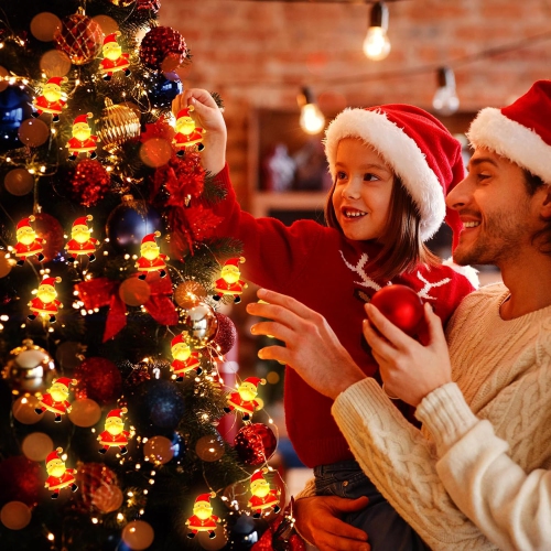 7FT Christmas Lights Outdoor, 20LED 2 Modes Christmas Santa Claus Lights, Battery Operated Waterproof Christmas Fairy Lights Indoor for Christmas