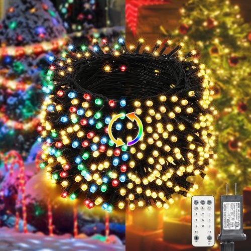 Christmas Lights, 98.4ft 300 LED Christmas Fairy Lights, Warm White & Multi Color Changing String Lights, with Remote 11 Modes 30V Xmas Tree Lights
