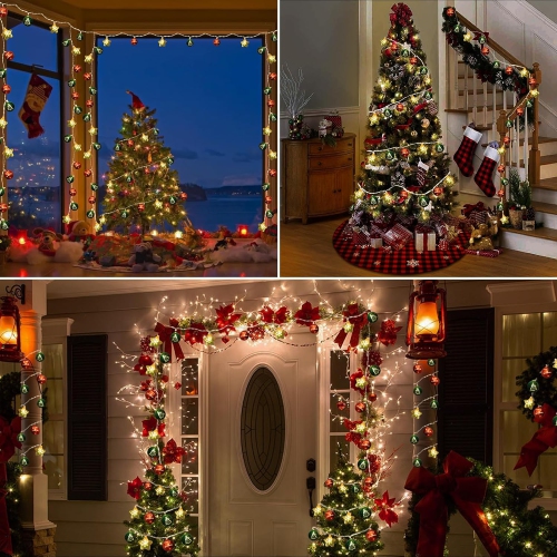 Christmas Decorations Lights, 13.5ft 20 Led Battery Christmas Lights with Timer & 8 Modes, Christmas Ball & Star Ornaments Lights