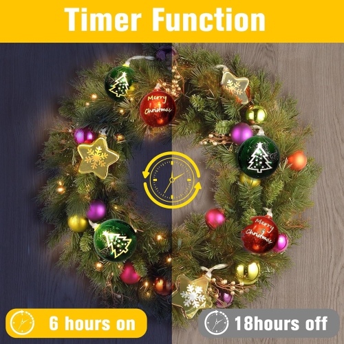 Christmas Decorations Lights, 13.5ft 20 Led Battery Christmas Lights with Timer & 8 Modes, Christmas Ball & Star Ornaments Lights