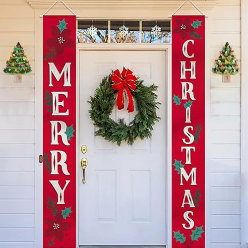 Set of 2 Ceramic Christmas Tree Night Light, 6" Christmas Decorative Ceramic Tree