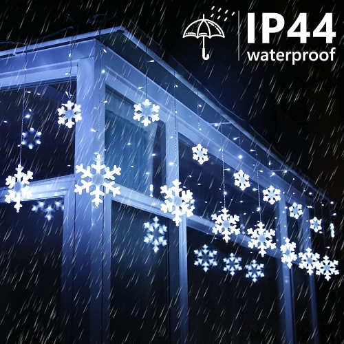 Christmas Snowflake Lights, 10.66ft 168 LED Icicle Lights Outdoor with 14 Drops, 8 Modes Waterproof Connectable Christmas Light