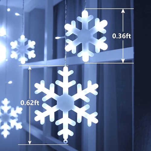 Christmas Snowflake Lights, 10.66ft 168 LED Icicle Lights Outdoor with 14 Drops, 8 Modes Waterproof Connectable Christmas Light
