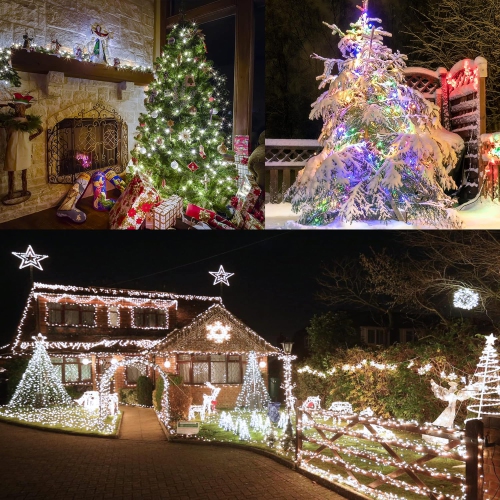 Christmas Lights, 98.4ft 300 LED Christmas Fairy Lights, Clear White & Multi Color Changing String Lights, with Remote 11 Modes 30V Xmas Tree Lights