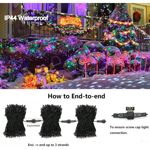 Christmas Lights, 98.4ft 300 LED Christmas Fairy Lights, Clear White & Multi Color Changing String Lights, with Remote 11 Modes 30V Xmas Tree Lights