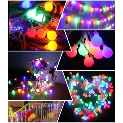 Globe Fairy String Lights Battery Powered 49FT/15M 100Leds Indoor String Lights LED 8 Modes Waterproof with Remote & Timer