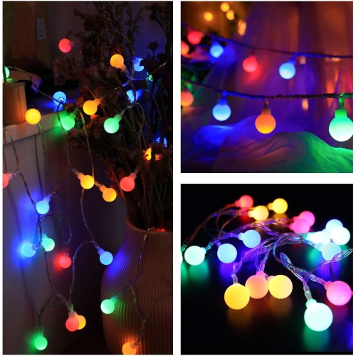 Globe Fairy String Lights Battery Powered 49FT/15M 100Leds Indoor String Lights LED 8 Modes Waterproof with Remote & Timer