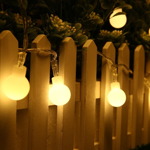 Globe Fairy String Lights Battery Powered, 49FT 100LED String Lights Outdoor, 8 Modes Waterproof Twinkle Lights with Remote & Timer