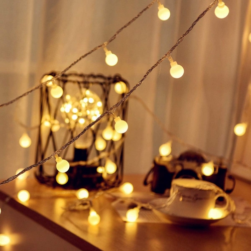 Globe Fairy String Lights Battery Powered, 49FT 100LED String Lights Outdoor, 8 Modes Waterproof Twinkle Lights with Remote & Timer